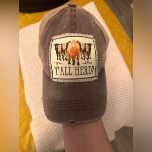 Y'all Herd Cattle Cap Southern Junkie OS Adjustable w/ Ponytail Hole